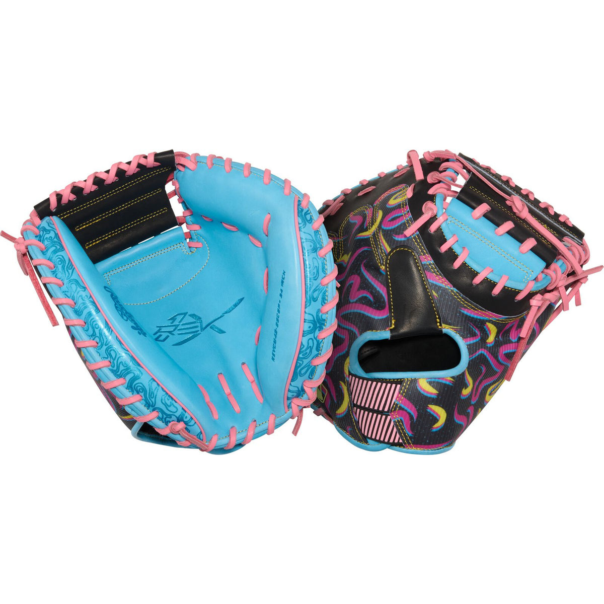 Rawlings REV1X 34" Catcher's Mitt - Columbia Blue/Black