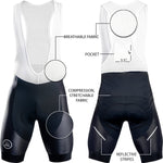 Zol Cycling  Black and White Bib Short Men's - Zol Cycling